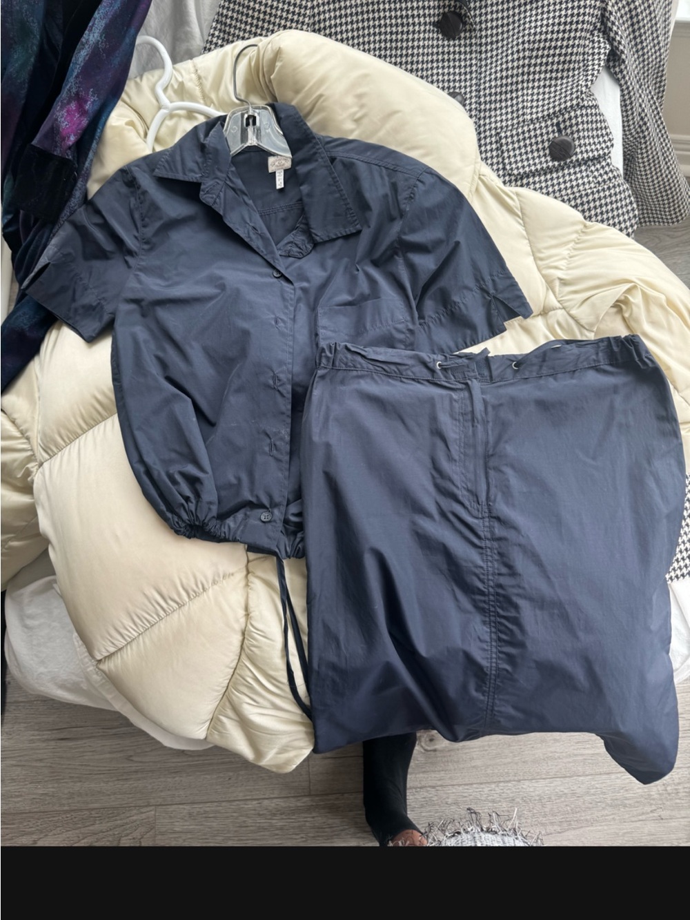 Armani Navy Short-Sleeve Button Shirt - with matching skirt